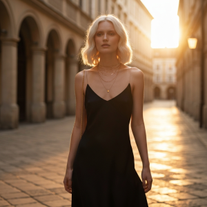 FSAKE Silk Slip Dress — Noir