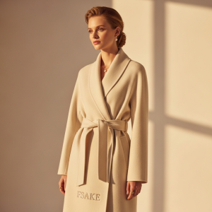 FSAKE Cashmere Wrap Coat — Cream