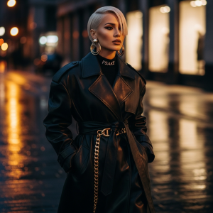FSAKE Leather Trench — Noir